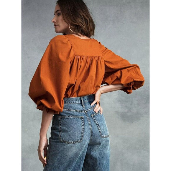 202375 Happy X Nature Kate Hudson Juliet Blouse Top Ruffle Long Sleeve XS New - Picture 3 of 7